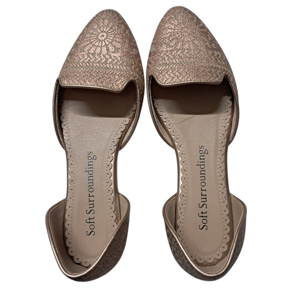 Soft Surroundings Flats Shoes Women's 7 Amelia D'Orsay Gold Pointed Toe Boho